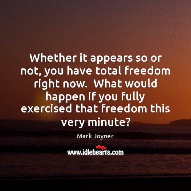 Whether it appears so or not, you have total freedom right now. Mark Joyner Picture Quote