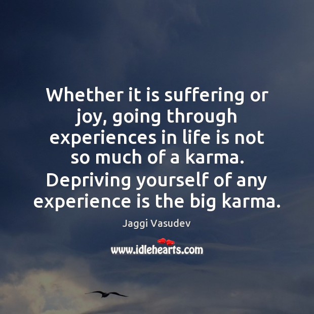Whether it is suffering or joy, going through experiences in life is Jaggi Vasudev Picture Quote