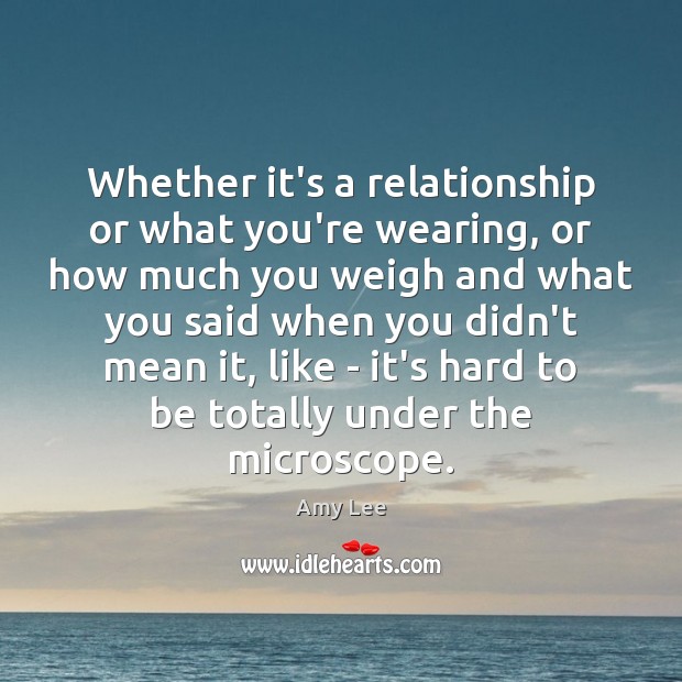 Whether it’s a relationship or what you’re wearing, or how much you Amy Lee Picture Quote