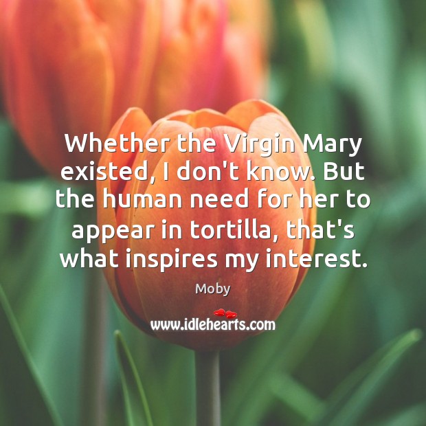 Whether the Virgin Mary existed, I don’t know. But the human need Moby Picture Quote