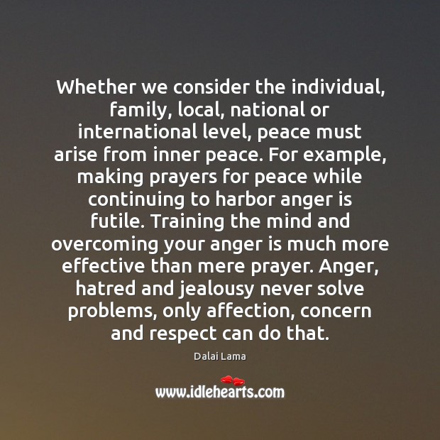 Whether we consider the individual, family, local, national or international level, peace Anger Quotes Image