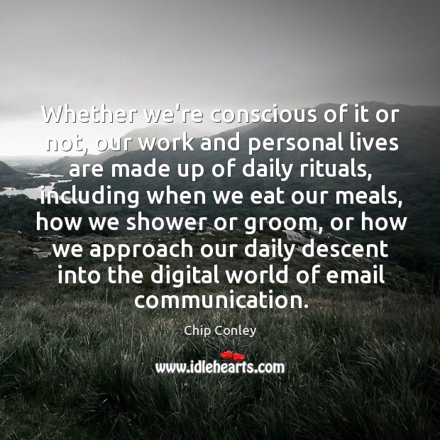 Whether we’re conscious of it or not, our work and personal lives Chip Conley Picture Quote