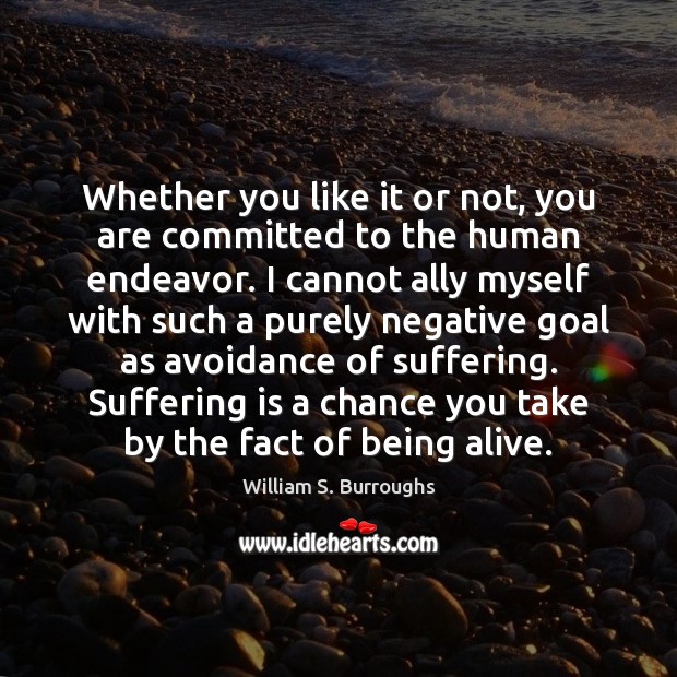 Whether you like it or not, you are committed to the human William S. Burroughs Picture Quote