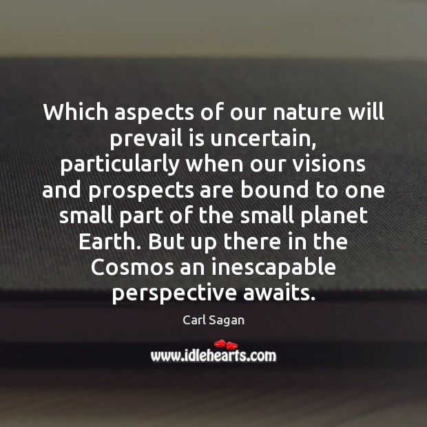 Which aspects of our nature will prevail is uncertain, particularly when our Image