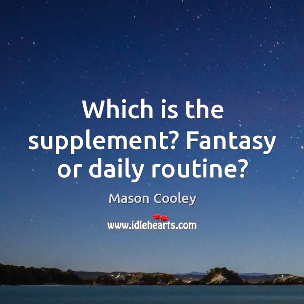 Which is the supplement? Fantasy or daily routine? Mason Cooley Picture Quote
