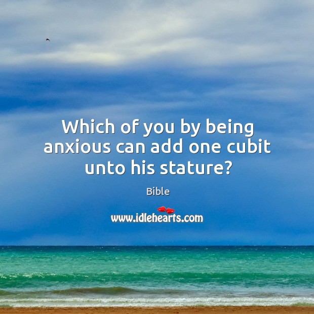 Which of you by being anxious can add one cubit unto his stature? Bible Picture Quote