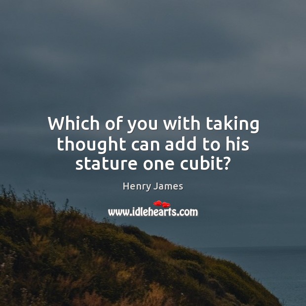 Which of you with taking thought can add to his stature one cubit? Henry James Picture Quote