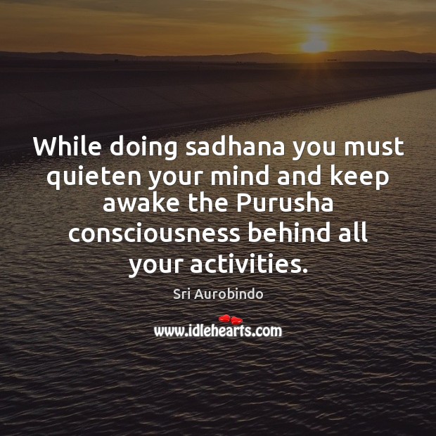 While doing sadhana you must quieten your mind and keep awake the Sri Aurobindo Picture Quote
