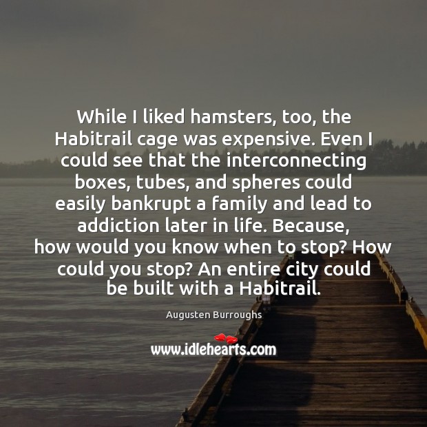 While I liked hamsters, too, the Habitrail cage was expensive. Even I Augusten Burroughs Picture Quote