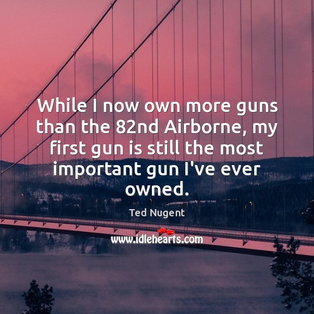 While I now own more guns than the 82nd Airborne, my first Ted Nugent Picture Quote
