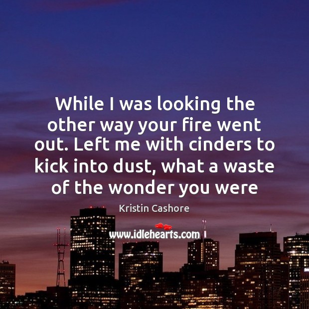 While I was looking the other way your fire went out. Left Kristin Cashore Picture Quote