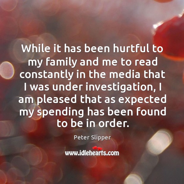 While it has been hurtful to my family and me to read Peter Slipper Picture Quote