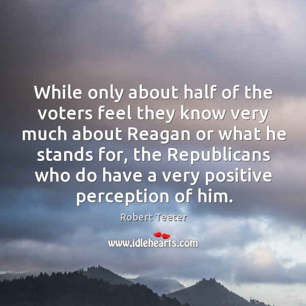 While only about half of the voters feel they know very much about reagan or what he stands for Robert Teeter Picture Quote