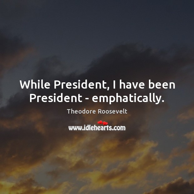 While President, I have been President – emphatically. Theodore Roosevelt Picture Quote