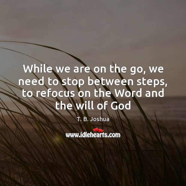 While we are on the go, we need to stop between steps, T. B. Joshua Picture Quote