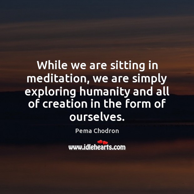 While we are sitting in meditation, we are simply exploring humanity and Pema Chodron Picture Quote