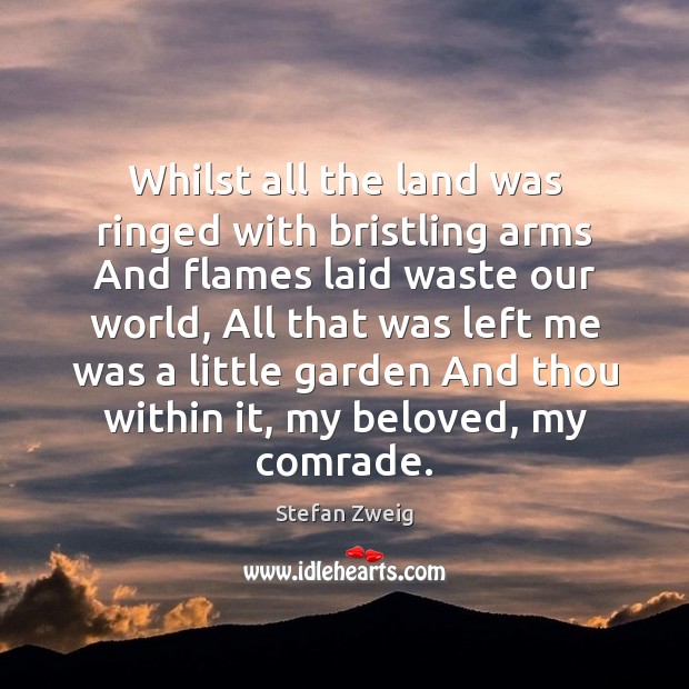 Whilst all the land was ringed with bristling arms And flames laid Stefan Zweig Picture Quote