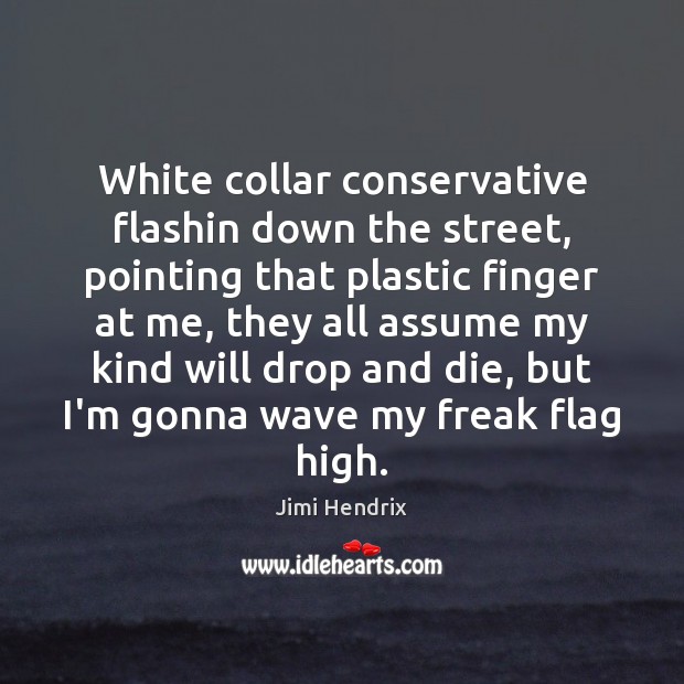 White collar conservative flashin down the street, pointing that plastic finger at Jimi Hendrix Picture Quote
