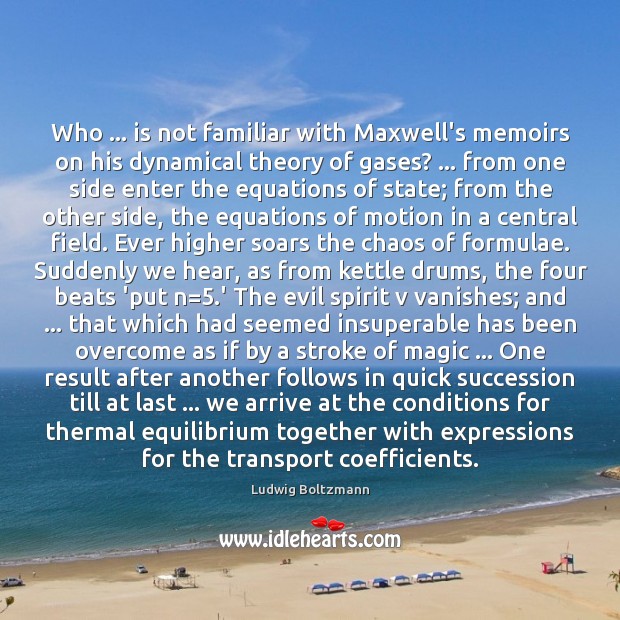 Who … is not familiar with Maxwell’s memoirs on his dynamical theory of 