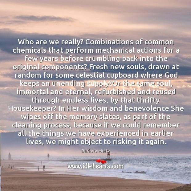 Who are we really? Combinations of common chemicals that perform mechanical actions Barbara Mertz Picture Quote