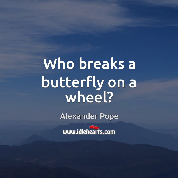 Who breaks a butterfly on a wheel? Alexander Pope Picture Quote