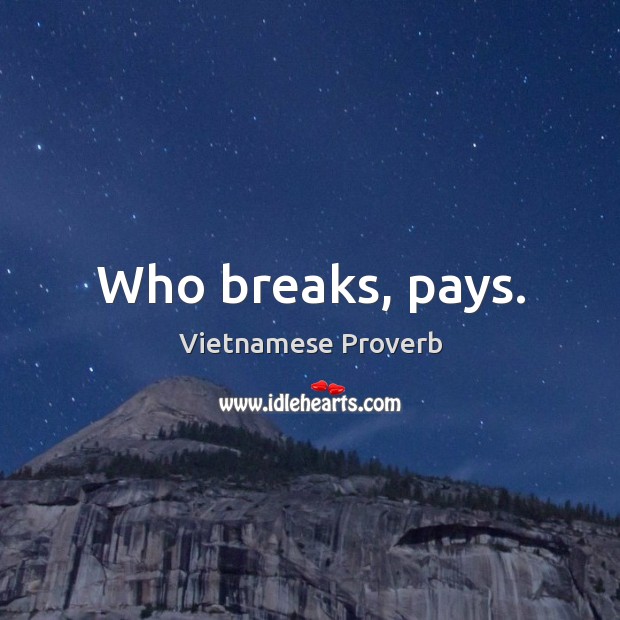Who breaks, pays. Image
