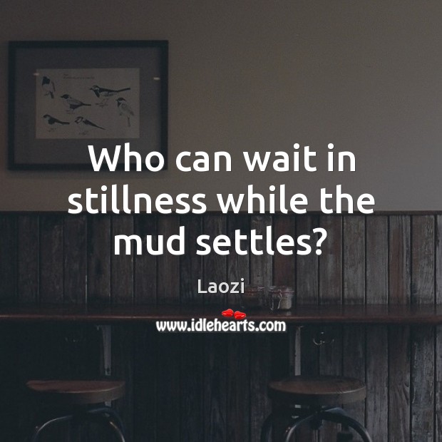 Who can wait in stillness while the mud settles? Laozi Picture Quote