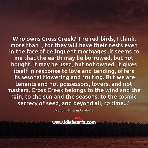 Who owns Cross Creek? The red-birds, I think, more than I, for Image
