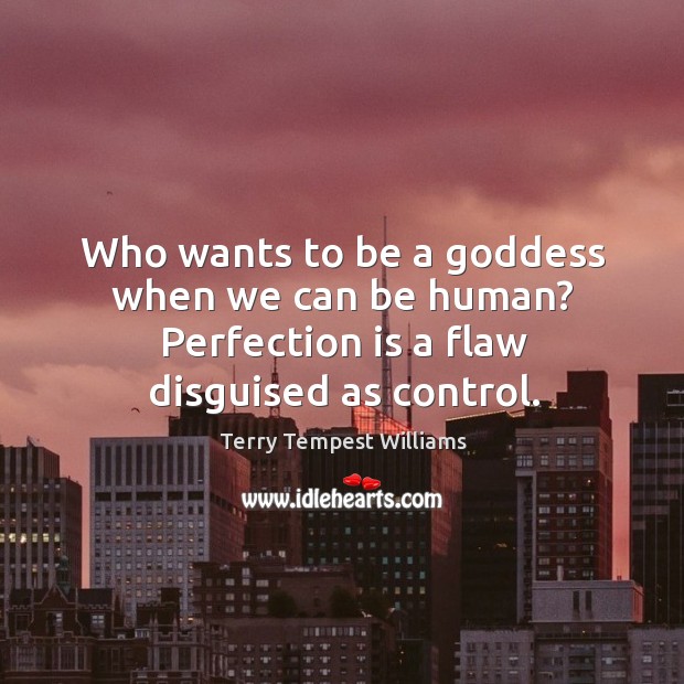 Who wants to be a Goddess when we can be human? Perfection is a flaw disguised as control. Perfection Quotes Image