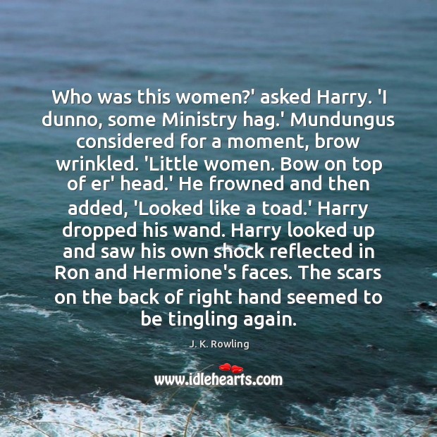 Who was this women?’ asked Harry. ‘I dunno, some Ministry hag. J. K. Rowling Picture Quote