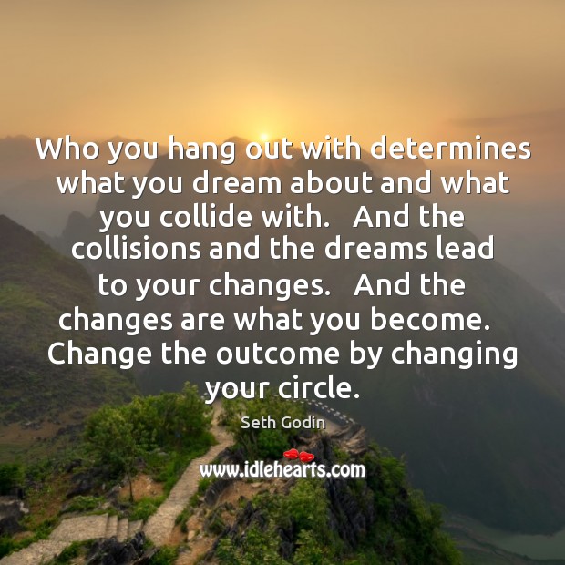 Who you hang out with determines what you dream about and what Seth Godin Picture Quote