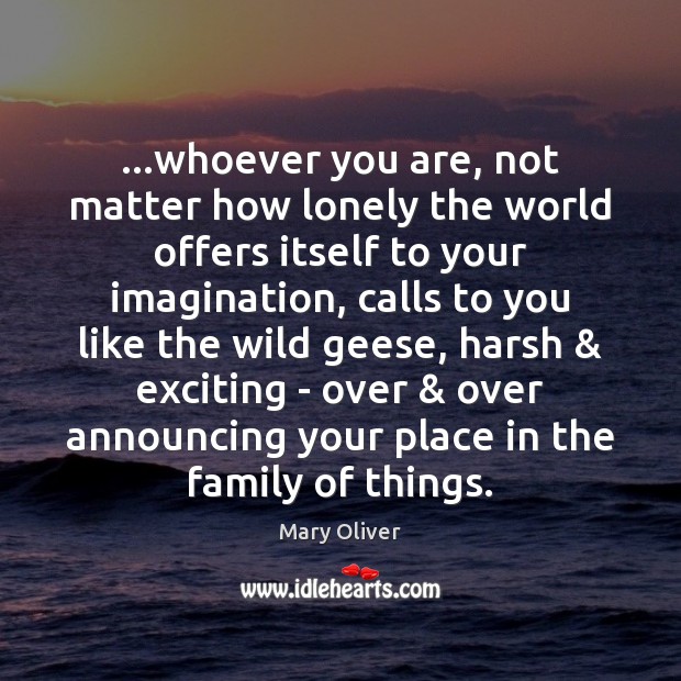 …whoever you are, not matter how lonely the world offers itself to Image