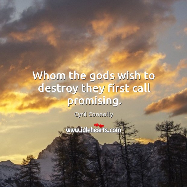 Whom the Gods wish to destroy they first call promising. Image