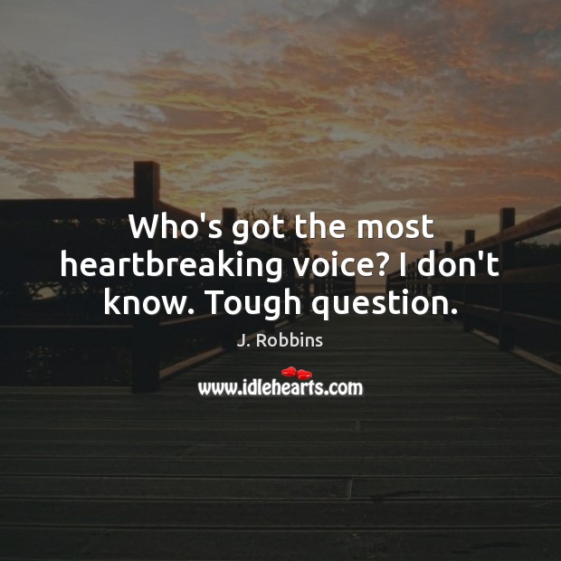 Who’s got the most heartbreaking voice? I don’t know. Tough question. J. Robbins Picture Quote