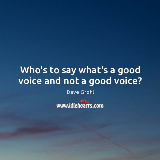 Who’s to say what’s a good voice and not a good voice? Image