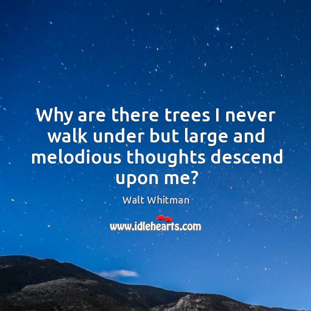 Why are there trees I never walk under but large and melodious thoughts descend upon me? Image