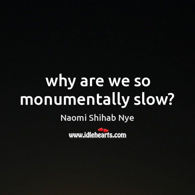 Why are we so monumentally slow? Image
