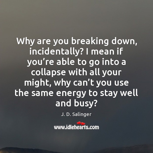 Why are you breaking down, incidentally? I mean if you’re able J. D. Salinger Picture Quote