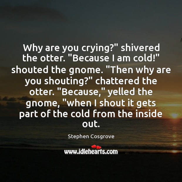 Why are you crying?” shivered the otter. “Because I am cold!” shouted Stephen Cosgrove Picture Quote