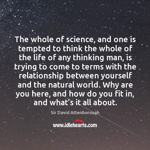 Why are you here, and how do you fit in, and what’s it all about. Sir David Attenborough Picture Quote