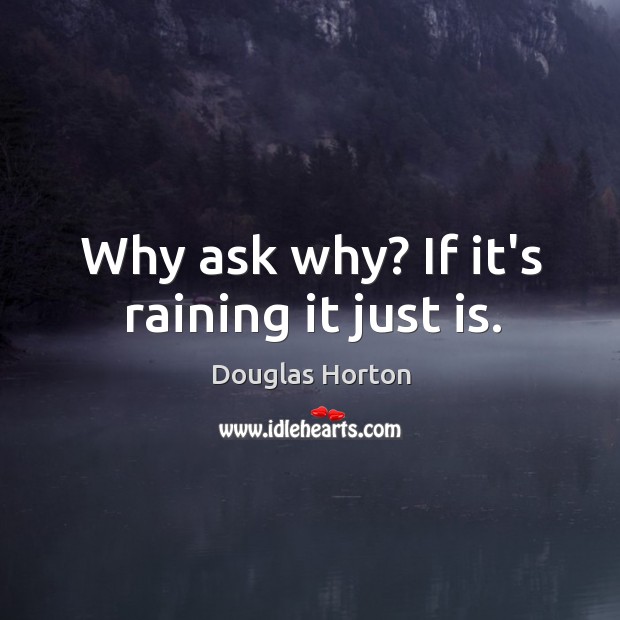 Why ask why? If it’s raining it just is. Douglas Horton Picture Quote