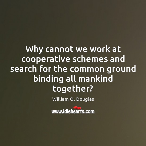 Why cannot we work at cooperative schemes and search for the common William O. Douglas Picture Quote