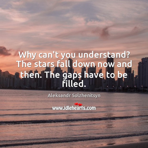 Why can’t you understand? The stars fall down now and then. The gaps have to be filled. Aleksandr Solzhenitsyn Picture Quote