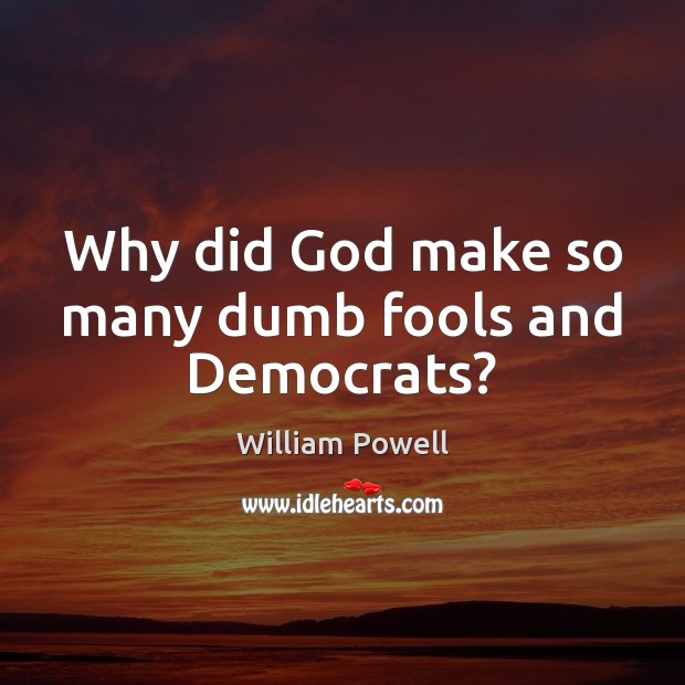 Why did God make so many dumb fools and Democrats? Image