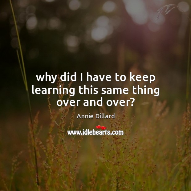 Why did I have to keep learning this same thing over and over? Annie Dillard Picture Quote