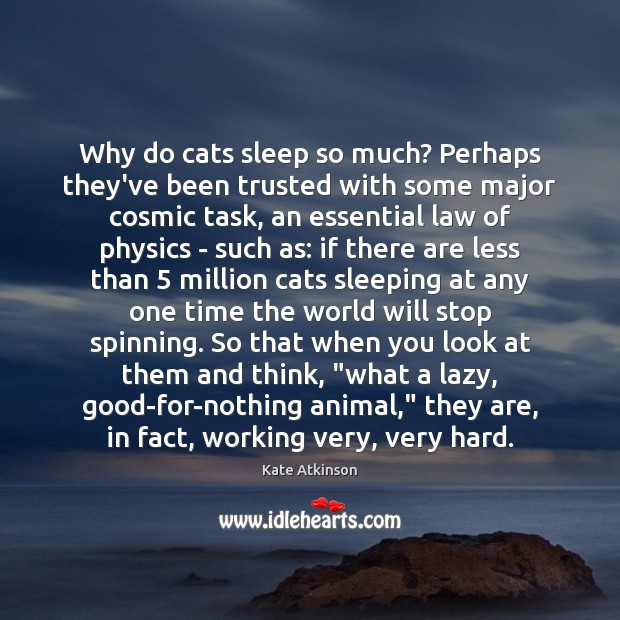 Why do cats sleep so much? Perhaps they’ve been trusted with some Kate Atkinson Picture Quote