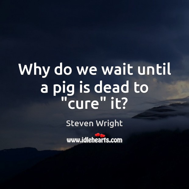 Why do we wait until a pig is dead to “cure” it? Steven Wright Picture Quote