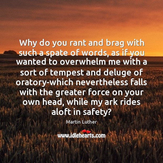 Why do you rant and brag with such a spate of words, Martin Luther Picture Quote