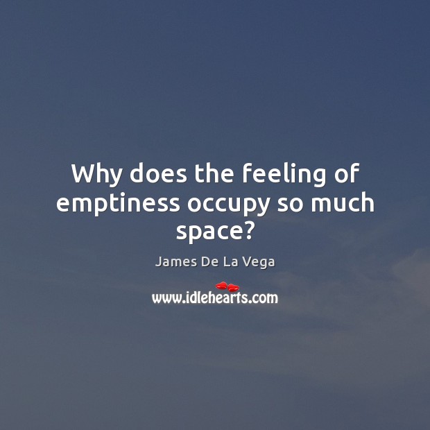 Why does the feeling of emptiness occupy so much space? James De La Vega Picture Quote