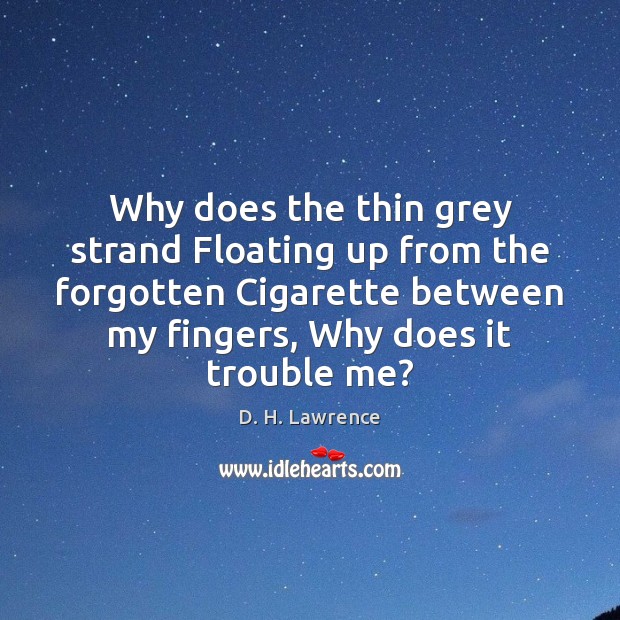 Why does the thin grey strand Floating up from the forgotten Cigarette Image